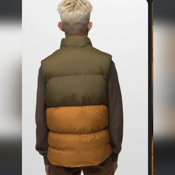 Prana Duck Down Timber Trail Vest Peat Colorblock Mens Size XL NWT - Picture 2 of 15